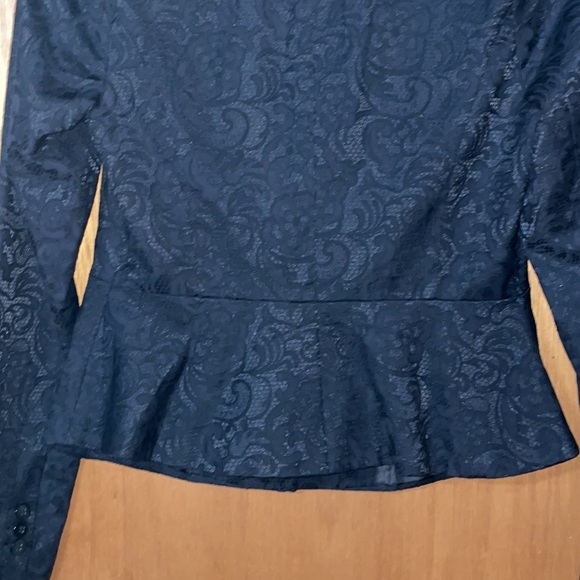 •APT 9•BLACK CROCHET LACE PATTERNED BLAZER SIZE 6 - Picture 6 of 9